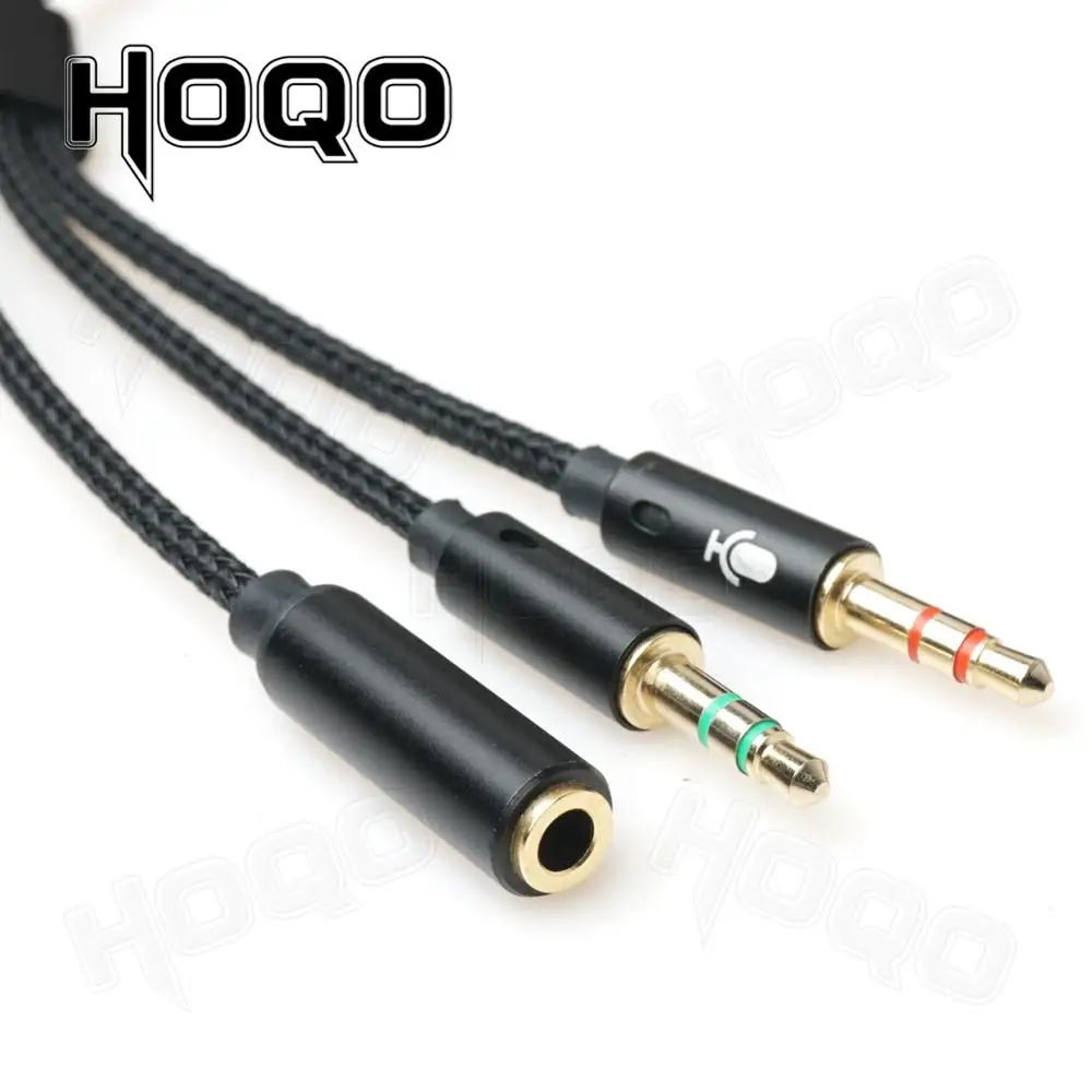 3.5mm trrs adapter Braided Nylon Jack Splitter 2 In 1 Out Stereo Audio Headphones Microphones Cable Adapter Rallonge - купить по