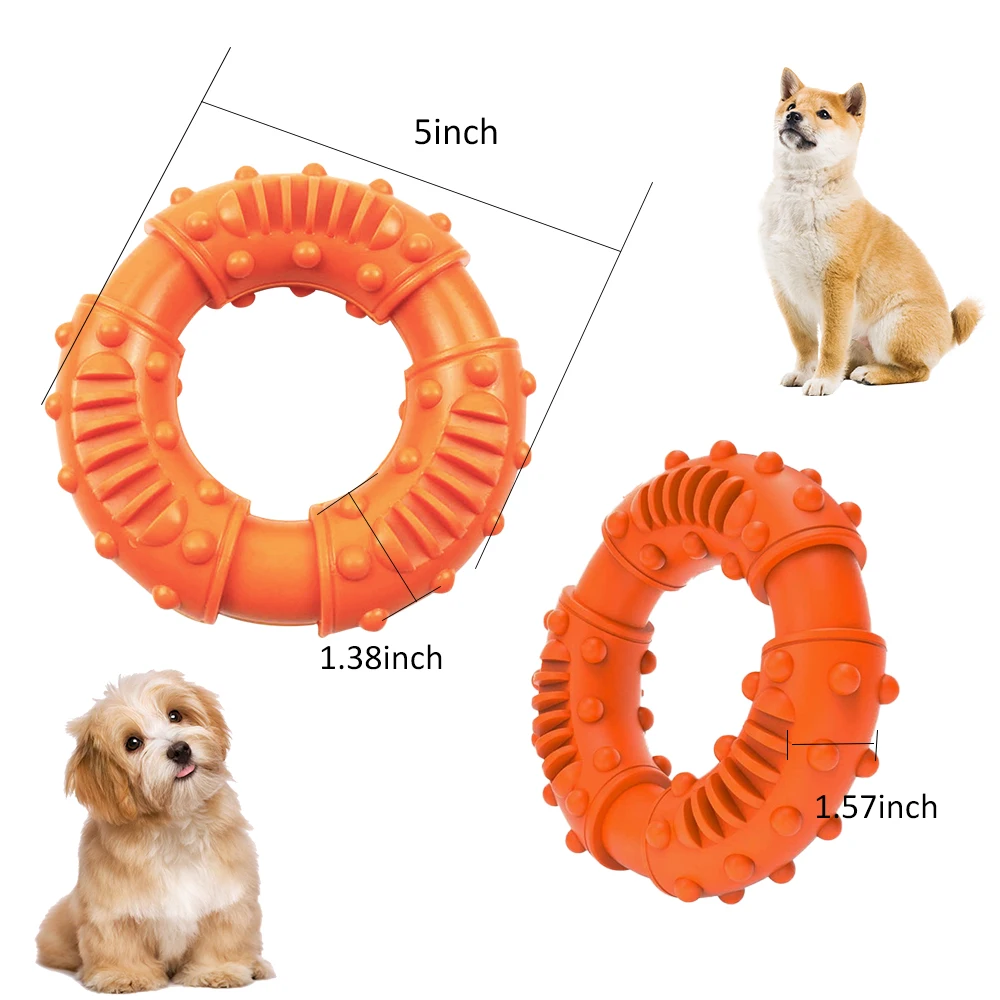 

Squeak Chew Pet Toys for Large Dogs Golden Retriever Training Funny Circular Ring of Hawthorn Interactive Toys Dog Toothbrush