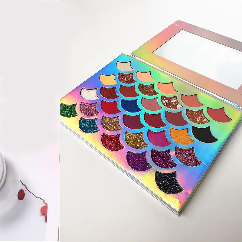 32 цвета русалка долговечные Сияющие тени для век Палитра Личная Этикетка OEM|Тени