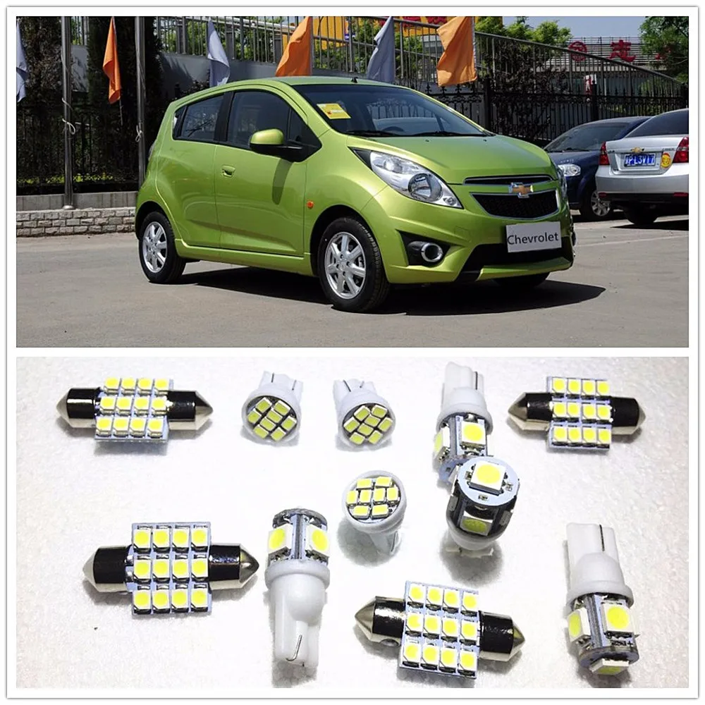 11 комплектов белых светодиодных ламп посылка купол карты для Chevrolet Malibu Sonic Spark Matiz