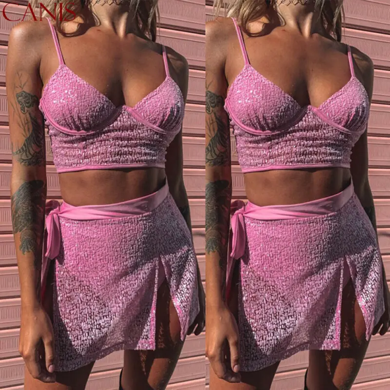 Женский сетчатый комплект из 2 предметов короткий топ с прозрачными пряжками