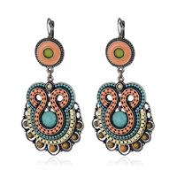 2022 newest design beaded classic vintage women enamel craft boho statement pendant earrings girls jewelry wholesale