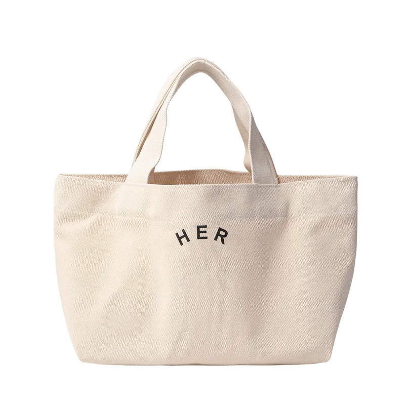

New Korean Leisure Canvas Women's Bag Net Red Fashion Drawstring Mother And Son Bag Simple Literature Letter Printing Handbag