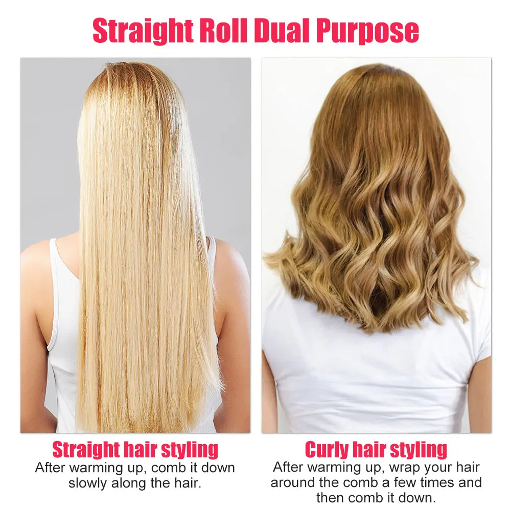 Professional Hair Straightener Comb Durable Electric Straight Brush Fast Heated Ceramic Straightening Styler Tool |