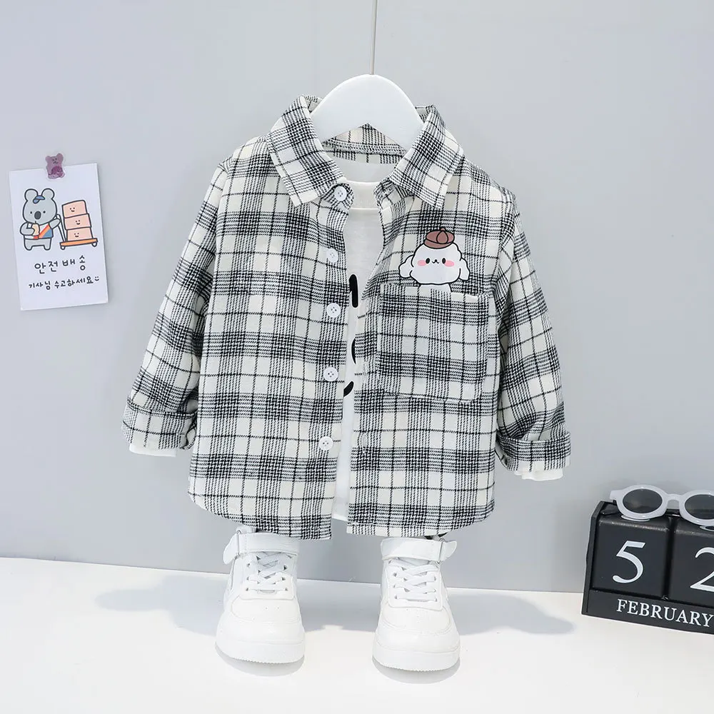 

2022 Boy's Handsome Year-old Foreign Style Coat Boy's Lovely Long Sleeve Shirt New Children's Clothes in Spring and Autumn