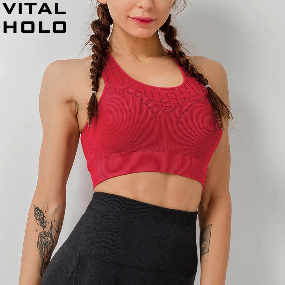 Сексуальный бесшовный спортивный бюстгальтер топ для тренажерного зала и йоги