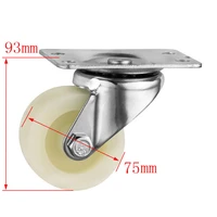 1 pc 3 inch fat wheels thickened white pp industrial casters flat movable bearingless nylon universal
