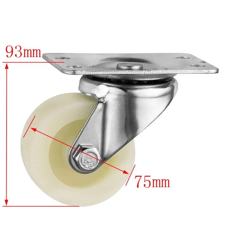 1 шт. 3 дюймовая пленка жира колеса утолщенной белое фиксированное колесико из