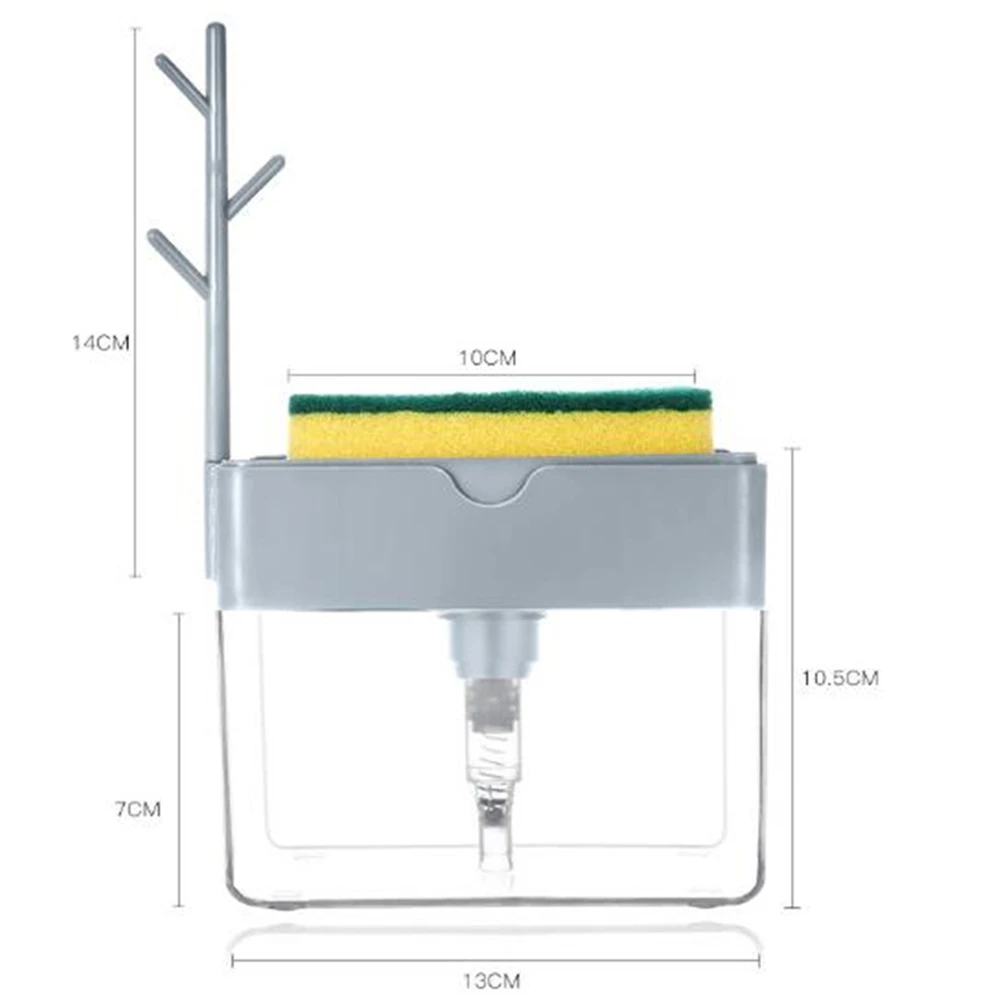 

Kitchen soap dispenser with sponge box for automatic sponge scrubber plastic dishwashing liquid detergent sponge rack storage