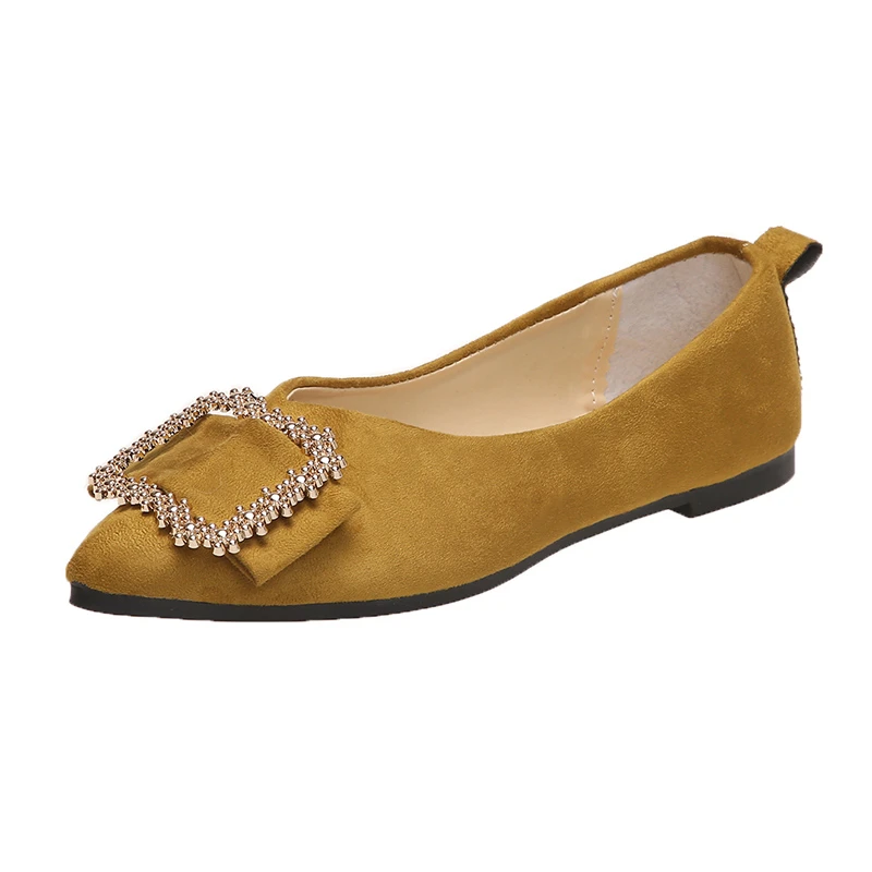 

2021 Spring New Fashion Metal Decoration Pointed Toe All-match Casual Women's Shoes Square Buckle Flat Shallow Mouth Shoes