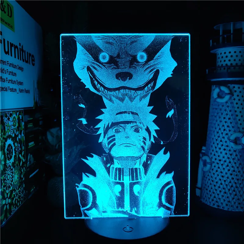 Наруто удзумаки Курама акриловый светодиодный ночсветильник аниме Shippuden Kyuubi