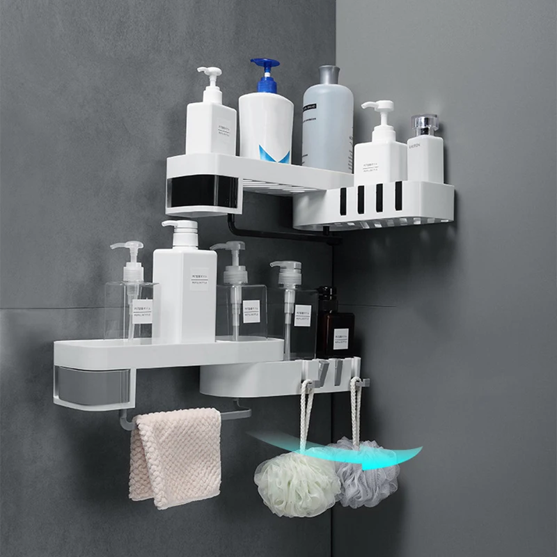 

Rotate Storage Holders Rack Bathroom Decoration Accessories Set Shower Free Punching Wall Kitchen Organizer Corner Storage Rack