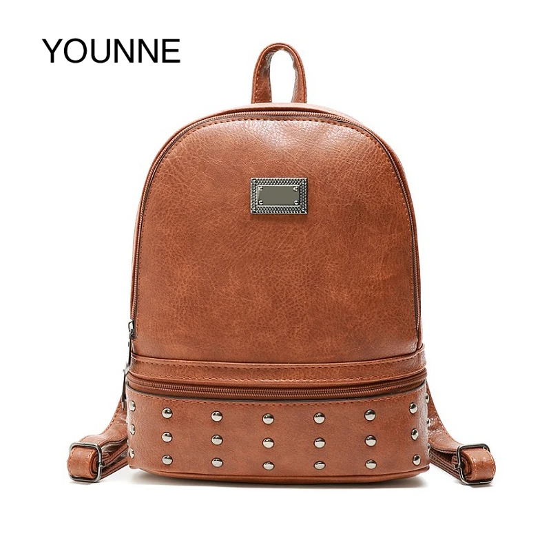 YOUNNE винтажный рюкзак для женщин кожаные рюкзаки Повседневная сумка на плечо