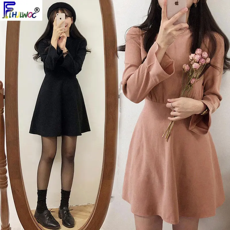 Маленькое черное мини платье популярное Женское зимнее базовое элегантное