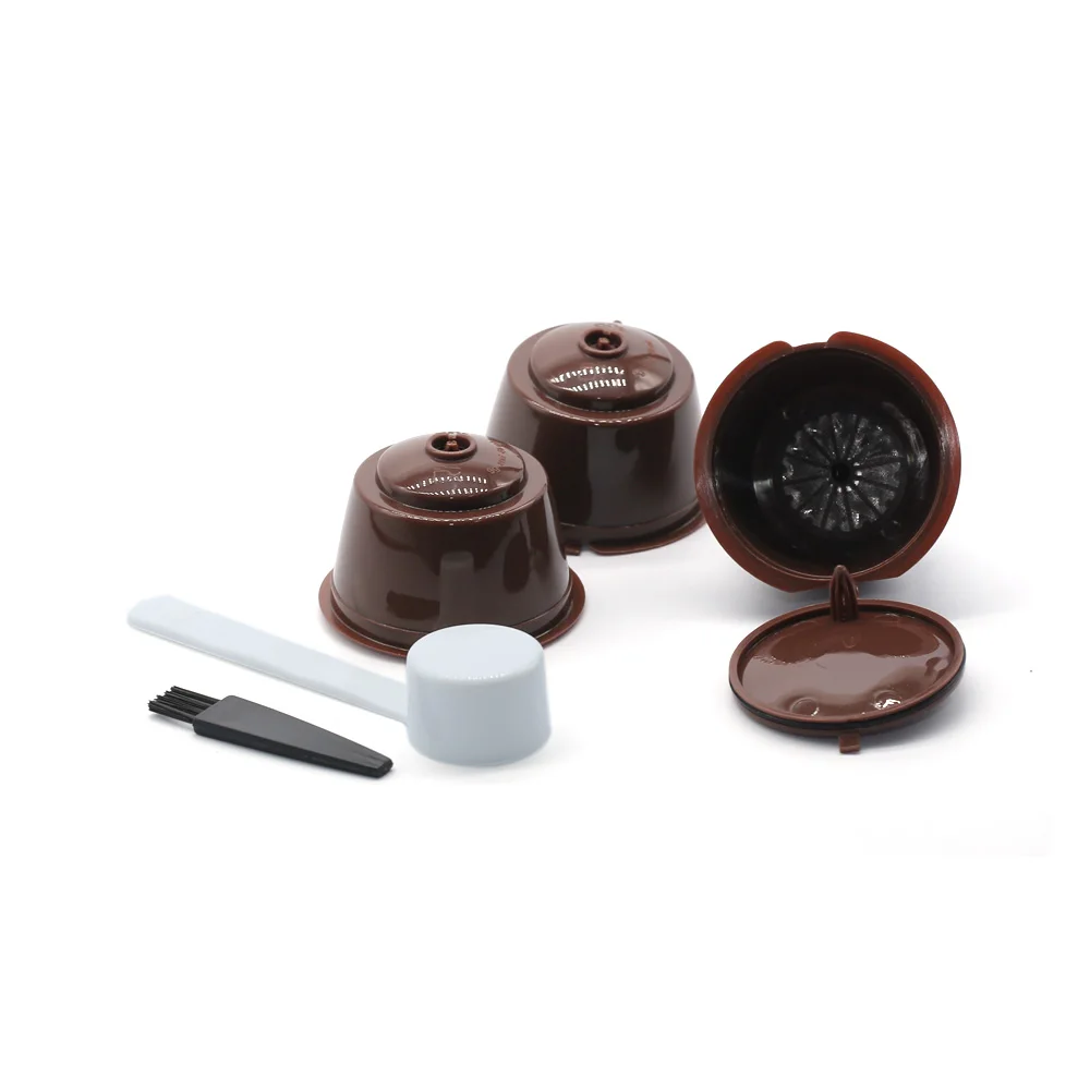 3 Pcs Reusable Coffee Capsule Filter Cup for Refillable Caps Spoon Brush Baskets Pod Soft Taste Sweet | Дом и сад