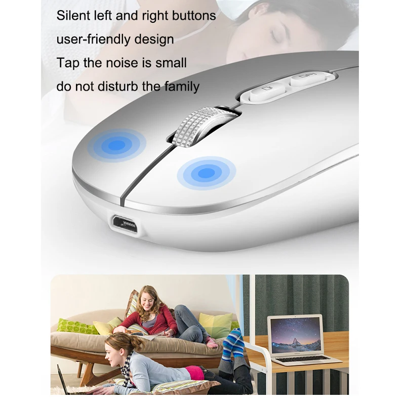 J JOYACCESS Wireless Mouse Silent 2.4GHz Mouse Computer Mause Rechargeable Built-in Battery USB Receiver Mice Ergonomic for Lap