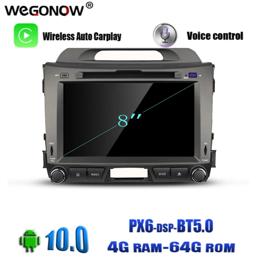 PX6 TDA7851 Android 10 0 для kia Sportage 2010 2014 Octa Core 64G ROM Bluetooth5.0 Wifi 4G GPS Map Navi автомобильный DVD плеер