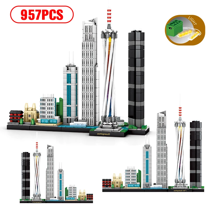

Детский светодиодный Тор Guangzhou, строительный блок со светодиодной подсветкой в стиле знаменитого города, архитектура, достопримечательнос...