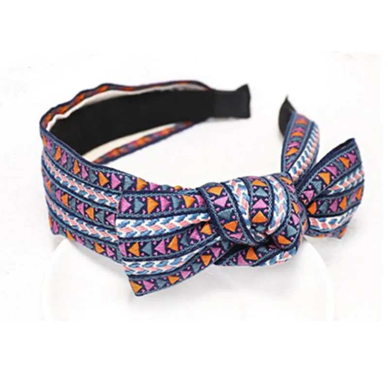 

Heavy Needle Bowknot Headbands for Women National Style Hair Accessories Side Bow Knotted Hairbands Adults Headdress Hair Band