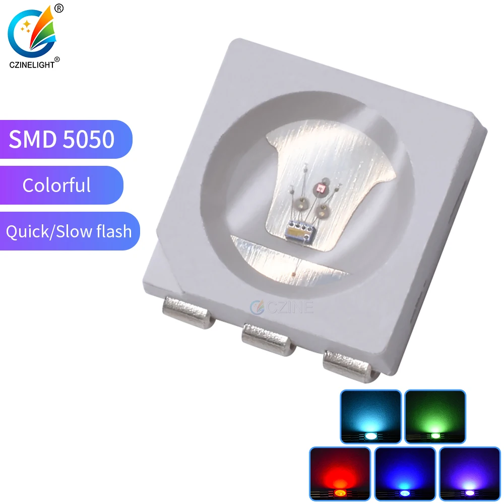 

100 шт./пакет Czinelight полный Цвет быстрая/медленная вспышка светодиод 5050 Smd Rgb светодиодные бусины
