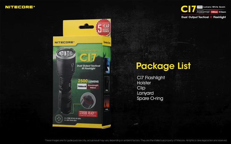 NITECORE CI7 Тактический ИК-фонарик комплект 4* CREE XP-G3 S3 4* SST-10-IR светодиоды Макс 2500 люмен 7000 МВт открытый свет охота факел