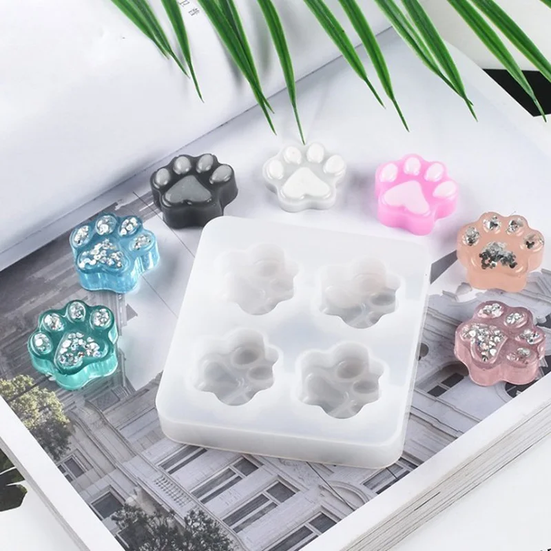 

1PC Fondant Mold Silicone Mold Crystal Epoxy Diy Cat Claw Palm Jewelry Accessories Key Chain Decoration Tools