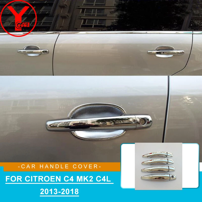 

Chrome Exterior Door Handle Cover Door Handle Bowl Trim For Citroen C4 MK2 C4L 2013-2018 ABS Chrome Car Door Moulding Bezel