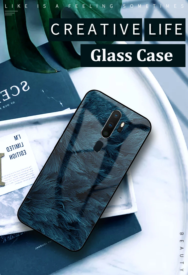 Чехол GFATIH для OPPO A9 чехол с принтом перьев звездное небо дизайнерский чехол из закаленного стекла для телефона для Oppo A5 чехол Funda