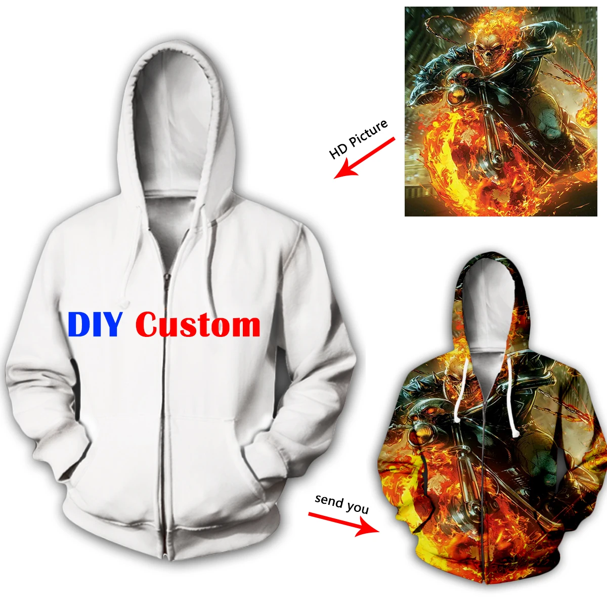 

3D Print Diy Custom Design Mens Womens Printed Casual Sweatshirt Tops Personalized Customized Zipper Hoodies Drop Shipping