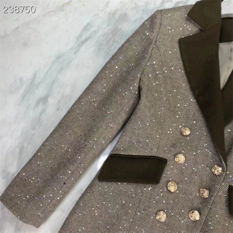 

Early autumn 2021 new style temperament contrast Lapel suit coat + high waist straight pants suit