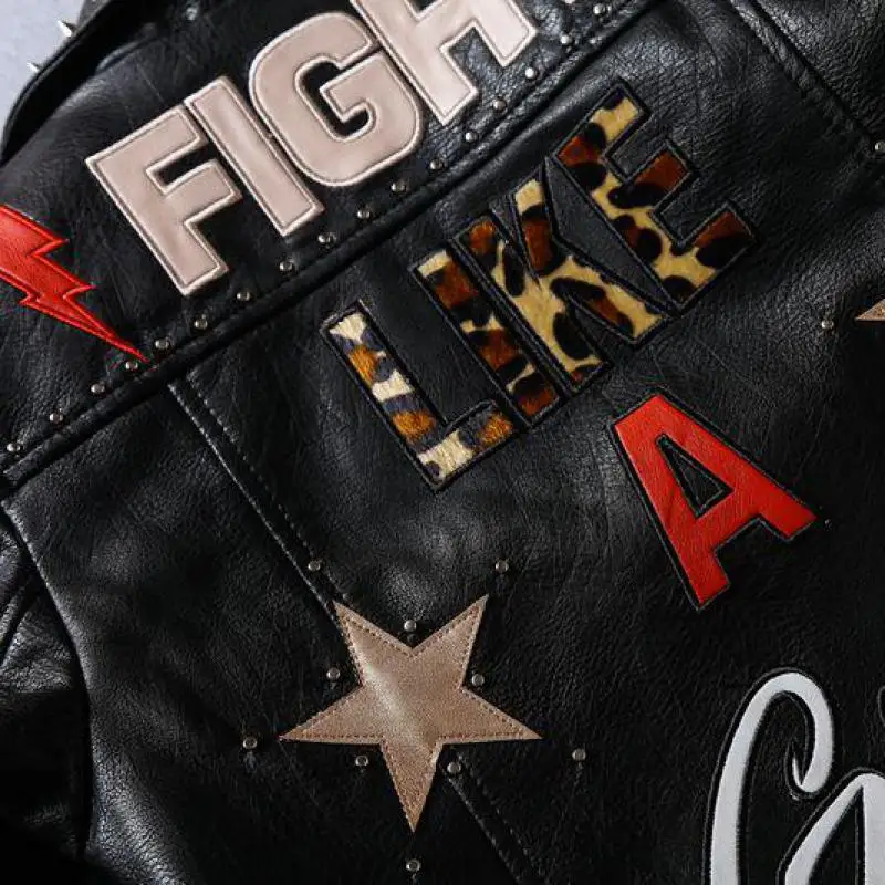 2019 Новая модная весенняя куртка из искусственной кожи с буквенным принтом