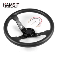hamsit auto modified 14 inch 350mm universal steering wheel pu racing game competitive steering wheel 3 color dropshipping