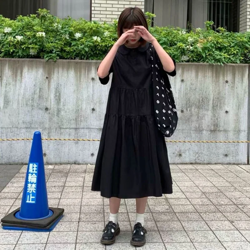 Платья с коротким рукавом для женщин простая стильная повседневная одежда