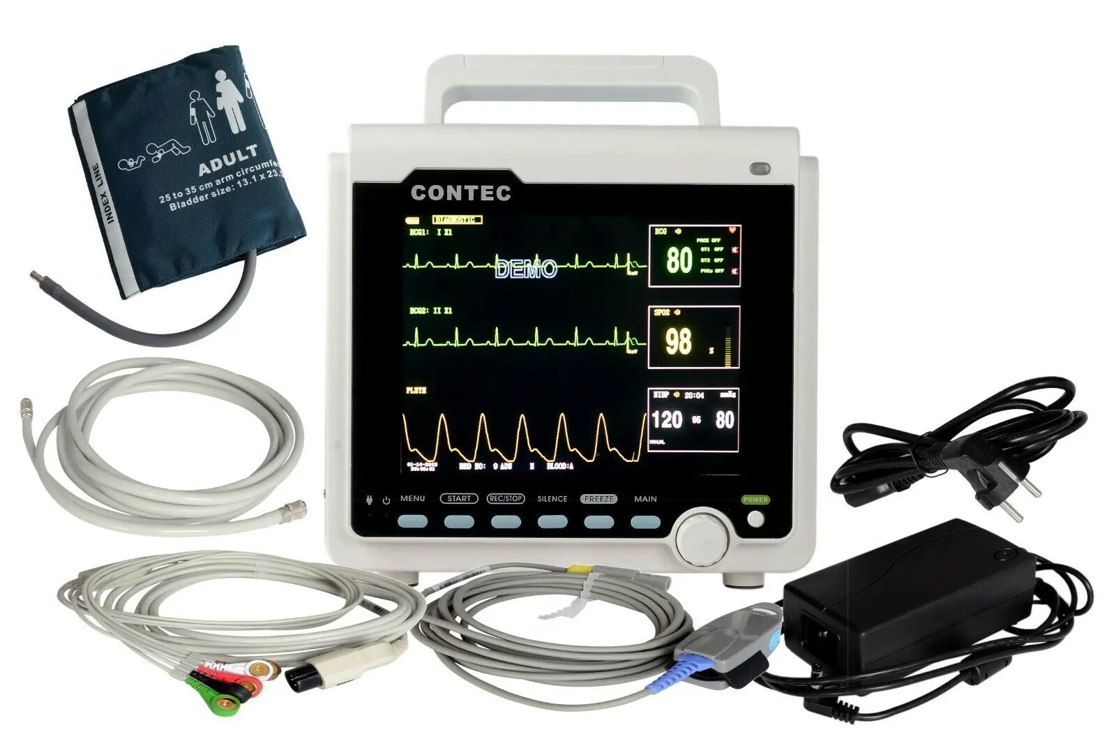 CONTEC портативный 6 параметров 8 &quotVital Signs монитор пациента ECG NIBP RESP SPO2 PR Temp CMS6000