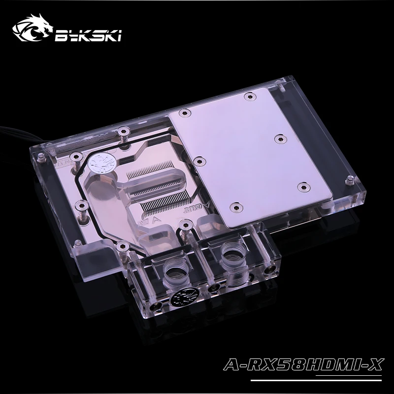 Bykski GPU водный блок для основателей, открытая версия RX580 HDMI Поддержка AURA материнская плата 5v 3pin, 12v 4pin световой порт A-RX58HDMI-X