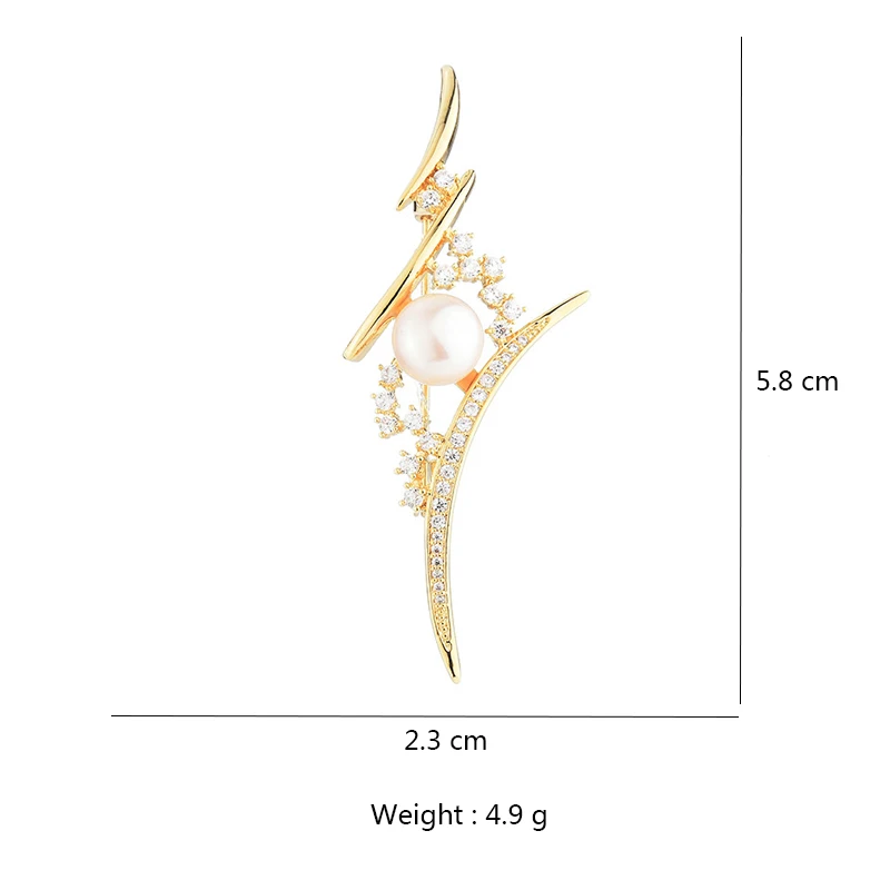 

High Quality Brooches For Women Men Coat Luxury Zircons Gold Silver Color Brooch Pin Fashion Pearl broche femme bijoux de luxe