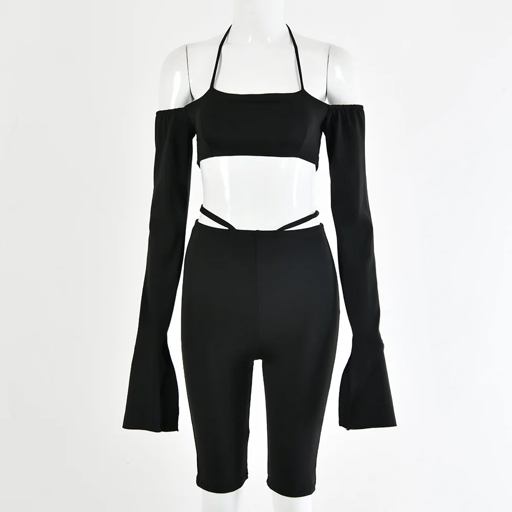 Fuedage однотонный комплект из двух предметов с лямкой на шее сексуальный короткий