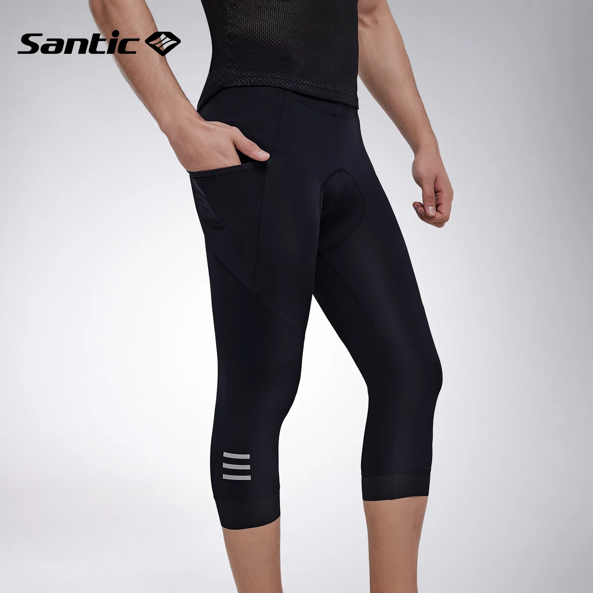 

Шорты Santic Мужские дышащие для езды на велосипеде, комбинезон с поролоновой подушкой, облегающие брюки, Азиатский размер