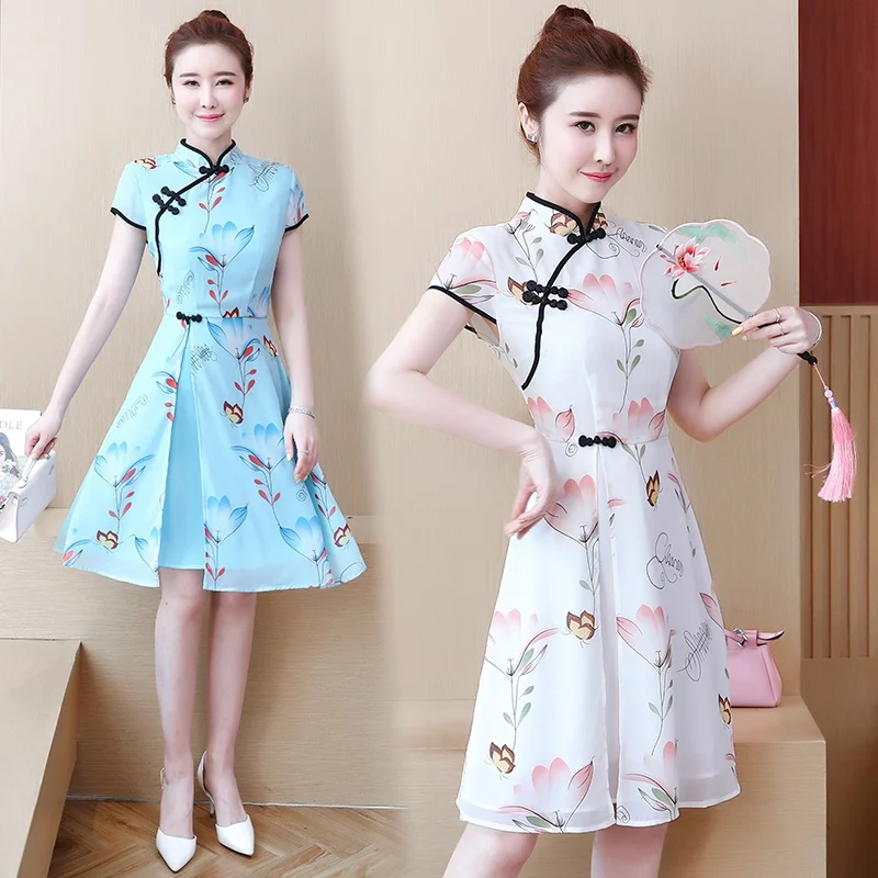 

Chinese Style Dress Cheongsam Oriental Dress Midi Elegant Chinese Dresses Ao Dai Vietnam Clothing Qipao Ao Dai Dress FF2764
