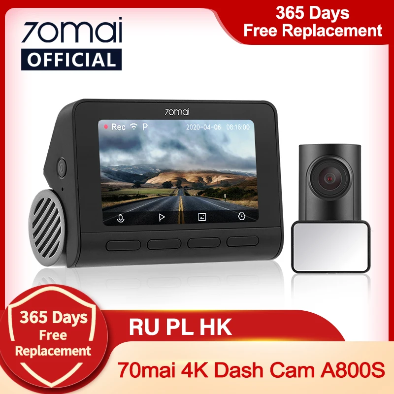 код: CARWEEK800 7000 руб. минус 800 70mai A800S Dash Cam 4K Встроенный GPS ADAS реальные A800 Камера UHD Кино