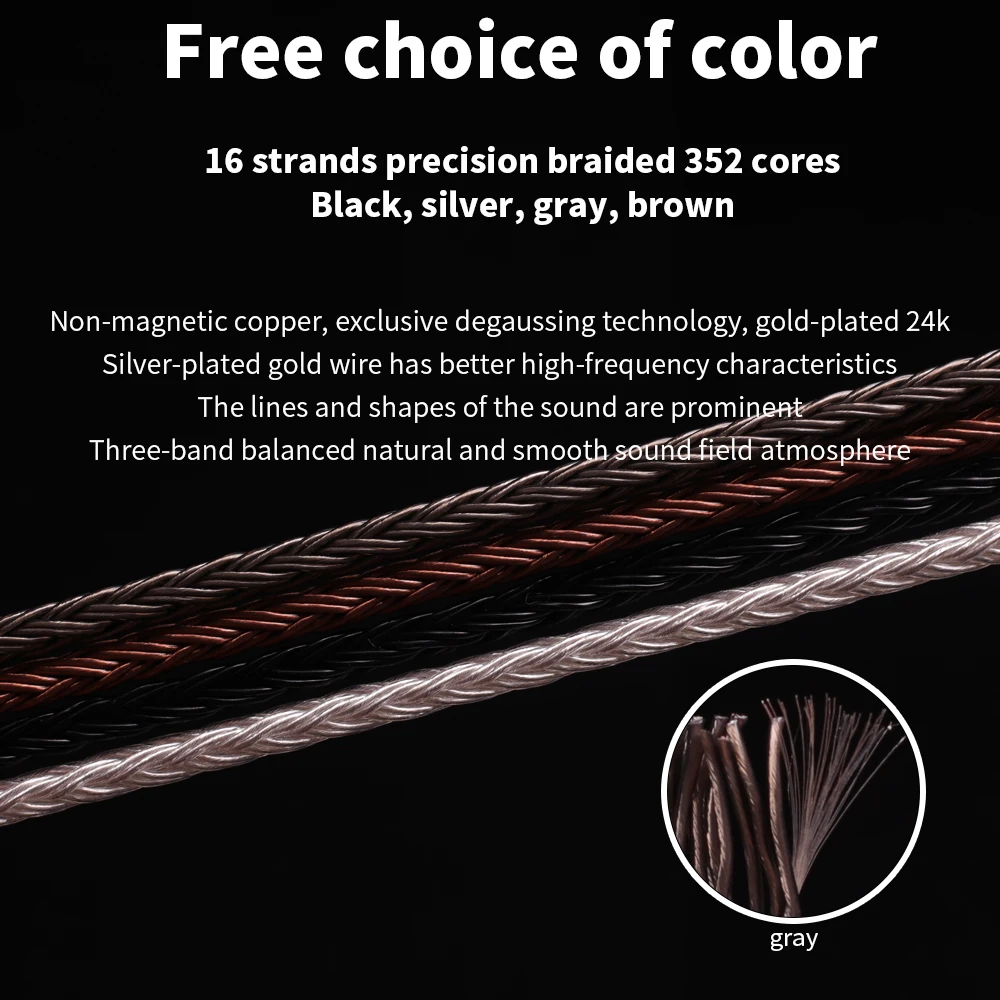 SYRNARN 16 core copper silver hybrid 3.5 pair 2.5 mm 2.5 to 3.5 balanced cable fever pair recording for audio eadphone amplifie