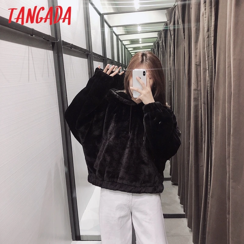 Tangada элегантное женское негабаритное пальто из искусственного меха уличная зимнее теплое плюшевое пальто женское пальто 3H50