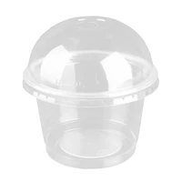 100pcs 250ml disposable salad cup transparent plastic dessert bowl container with lid for bar cafe home dome lid with hole