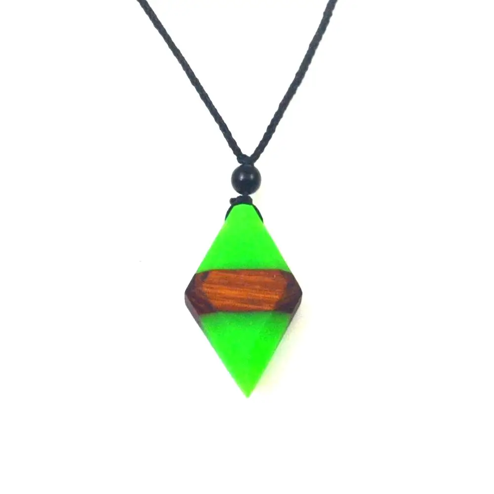Hand made Vintage Necklace Pendant wood resin material luminous jewelry at night men and Women Fashion Gift | Украшения и