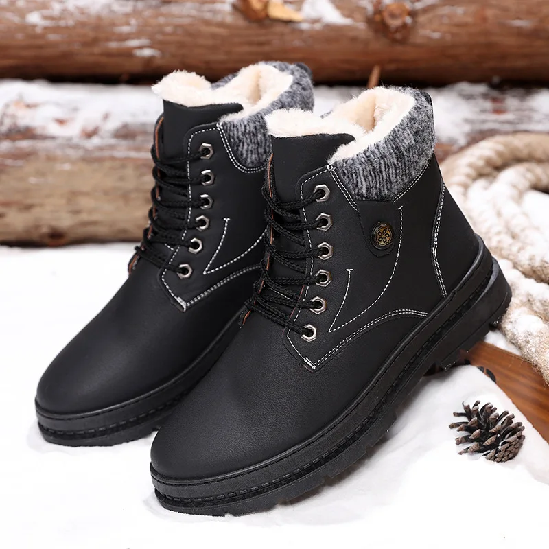 Murah Sepatu Bot Pria Hangat Bulu Musim Dingin Pop Untuk Pria Sepatu Kasual Sneakers Keselamatan Merek Karet Untuk Jalan Dewasa Berkualitas Untuk Kerja F234