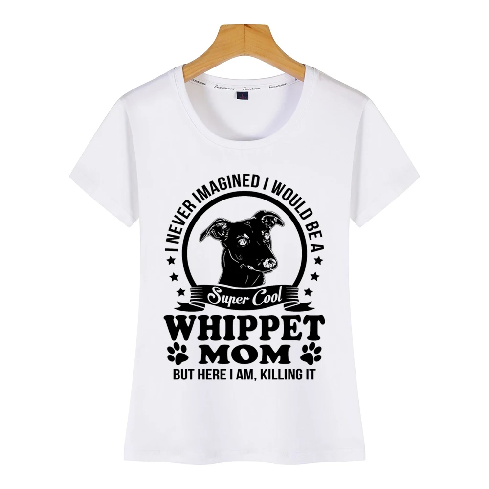 White Женская футболка с надписями Whippet Kawaii на заказ - Цвет: White