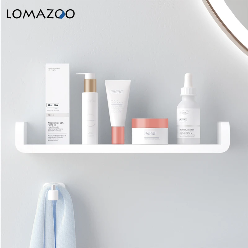 Bathroom Kitchen Storage Rack Waterproof Debris Wall Wall-Mounted Tray White Self-Adhesive Free Punching | Обустройство дома