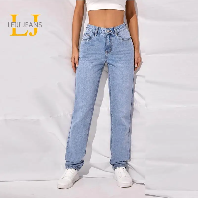 Женские джинсы-бойфренды LEIJIJEANS винтажные свободные эластичные джинсы полной