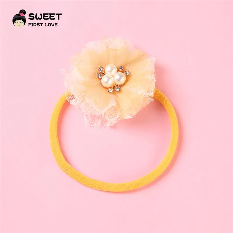 Vintage Flower Headband Elastic Baby Hairbands Princess Kids Pearl Headbands Rhinestone Cute Hair Acceroies For Women And Girls | Детская