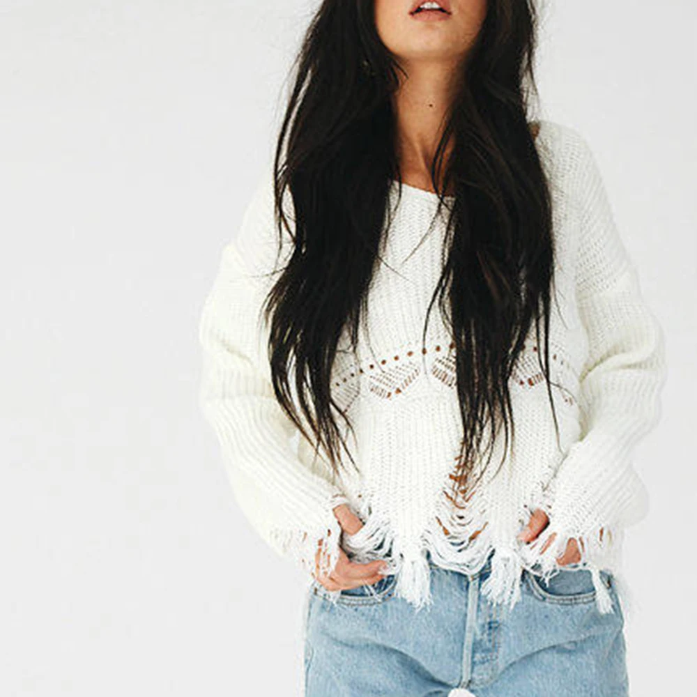 Женский Повседневный пуловер свободного покроя с v-образным вырезом и длинными